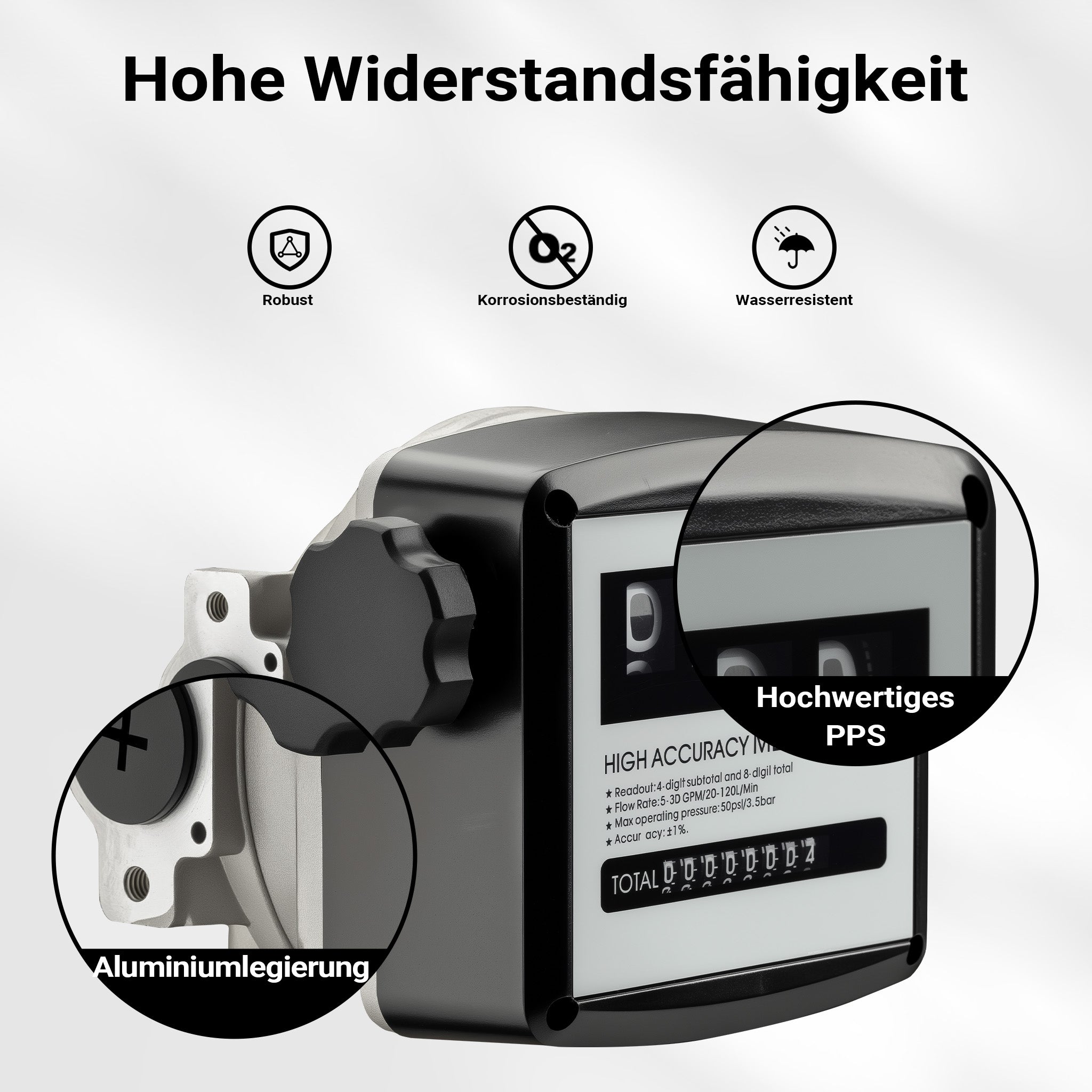 Contatore per pompa gasolio diesel 3,5 bar 20-120 l/min 25,4 mm indicatore flusso