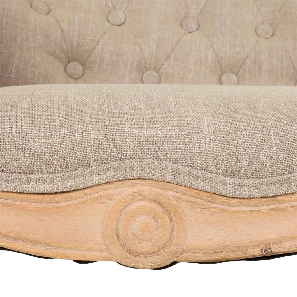 Divano in legno con rivestimento panna 107x61x70h