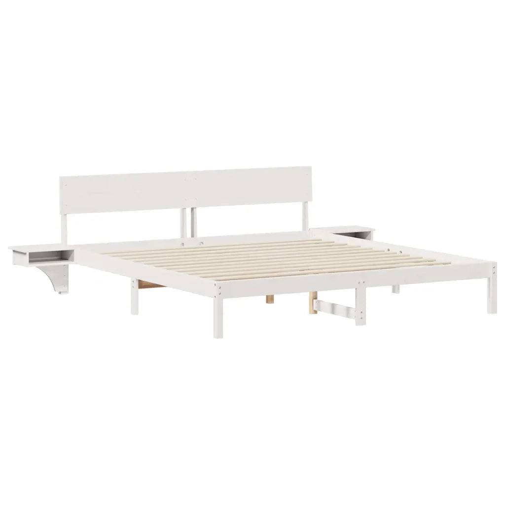 Letto matrimoniale | Letto per adulti | Struttura del letto Bianco 200 x 200 cm Pino massello