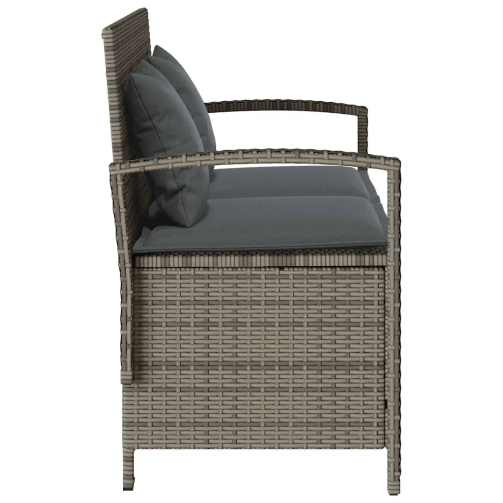 vidaXL Panca Portaoggetti da Giardino con Cuscino Grigio in Polyrattan