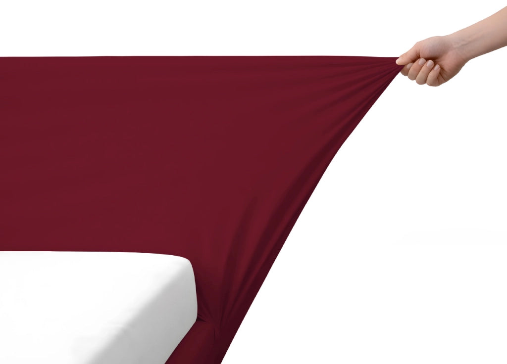 Vestiletto Giroletto Effetto Velluto Estensibile Tinta Unita Mod. Perfetto - Matrimoniale - Bordeaux