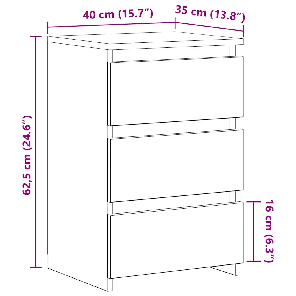 Comodini Rovere Fumo 2 pz 40x35x62,5 cm in Legno Multistrato 815172
