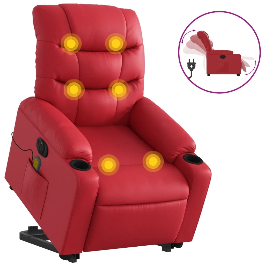 Poltrona Alzapersona Reclinabile Elettrica Rossa in Similpelle 3206625