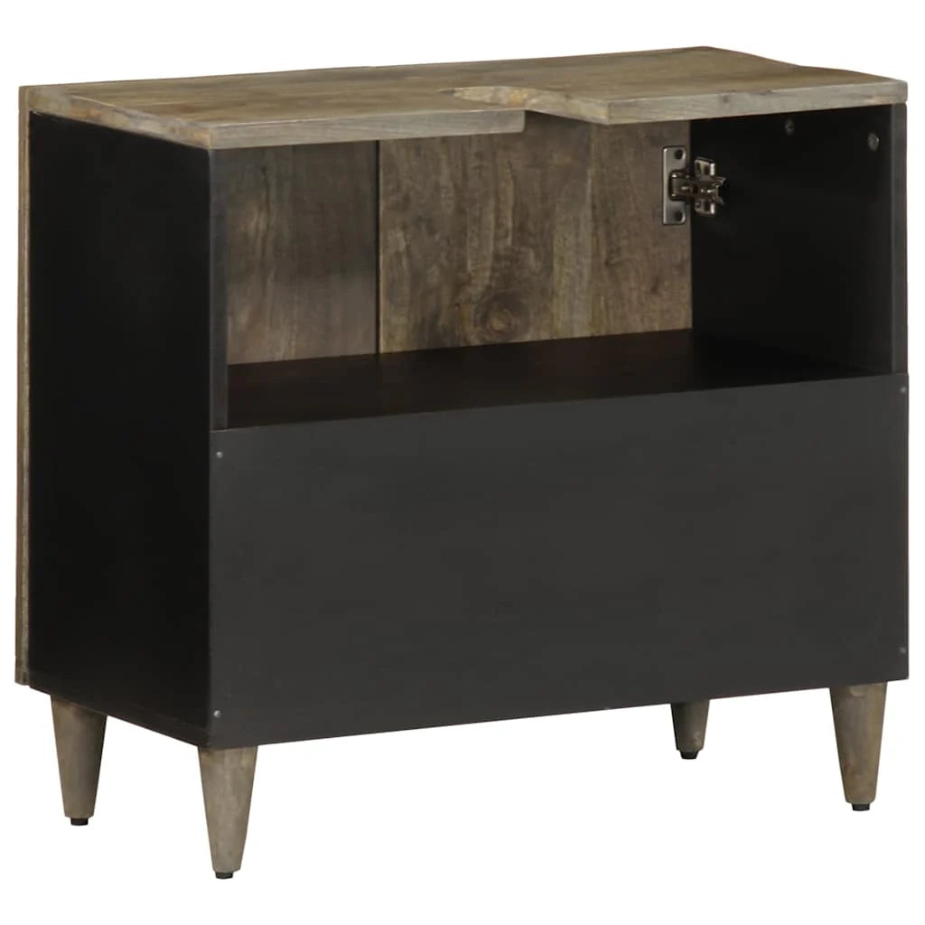 Mobile lavabo in legno massello di mango design elegante bagno 62 x 33 x 58 cm legno nero 02_0057752