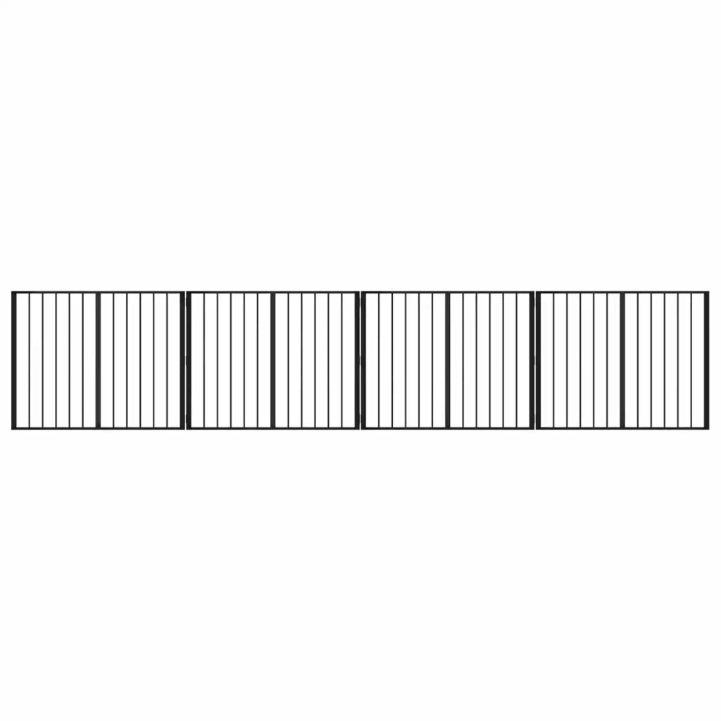 Cancello per cani 4 pcs Nero 100 x 80 cm Acciaio zincato 891993