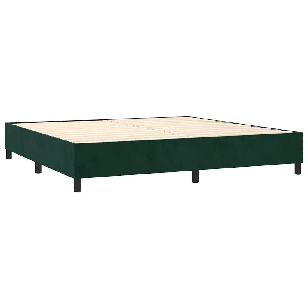 Letto a Molle con Materasso e LED Verde Scuro 200x200cm Velluto cod mxl 57265