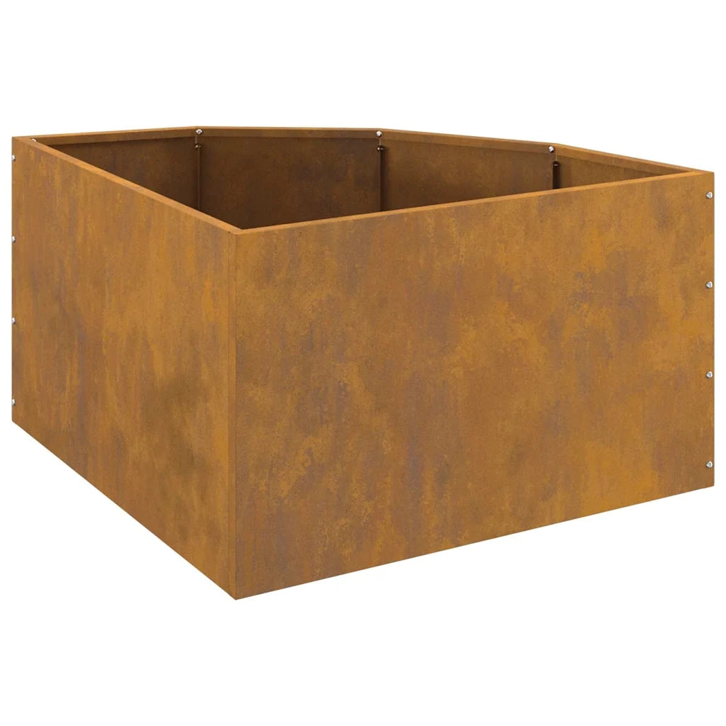 Vaso d'angolo-Fioriera-Contenitore per Piante Ruggine 60 x 60 x 35 cm acciaio corten