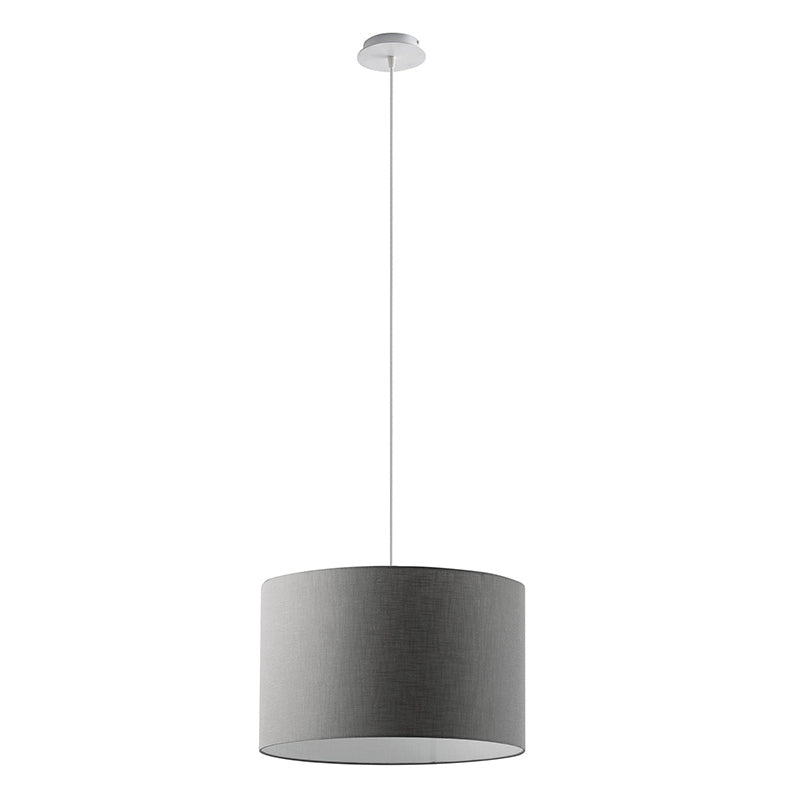 Lampada a Sospensione Rossini con Paralume Cilindrico Antracite - Struttura in Metallo Bianco - Attacco E27, Potenza 75W, IP20, Ø 48 x 30 x 150 cm