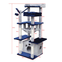 Fudajo Albero tiragraffi per gatti 134cm grigio chiaro, con casetta e amaca