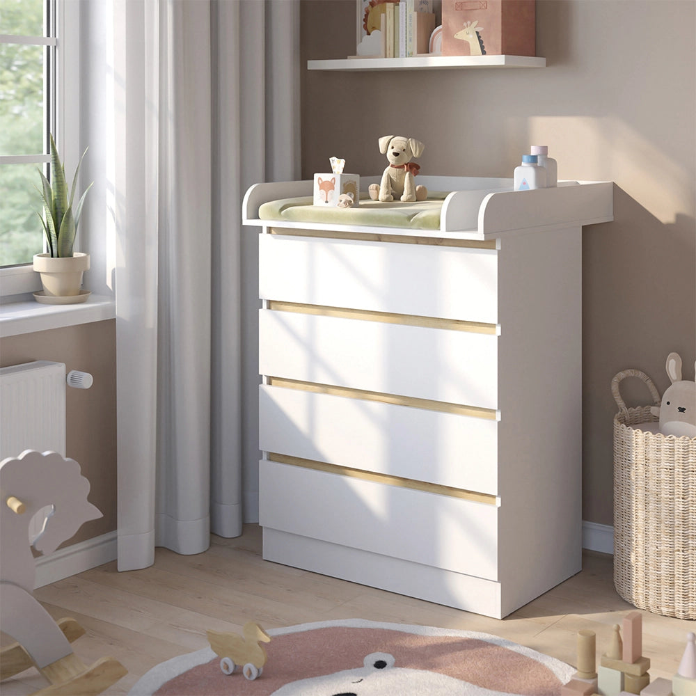Fasciatoio da mobile Emmi Bianco/Rovere dorato 80 x 111.7 cm con 4 cassetti Vitalispa
