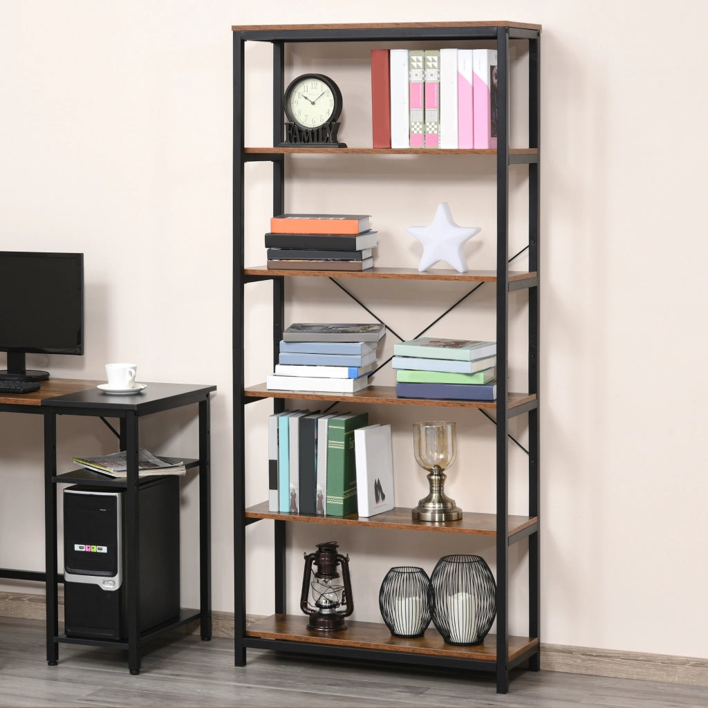 Libreria Industriale Vintage ¨C Xylo ¨C 6 Ripiani Legno Metallo Nero 80x30x180cm