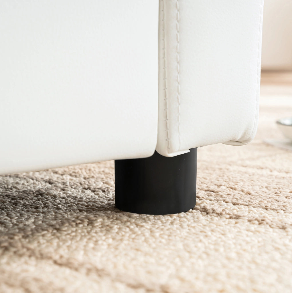 Pouf contenitore rettangolare imbottito in tessuto bianco