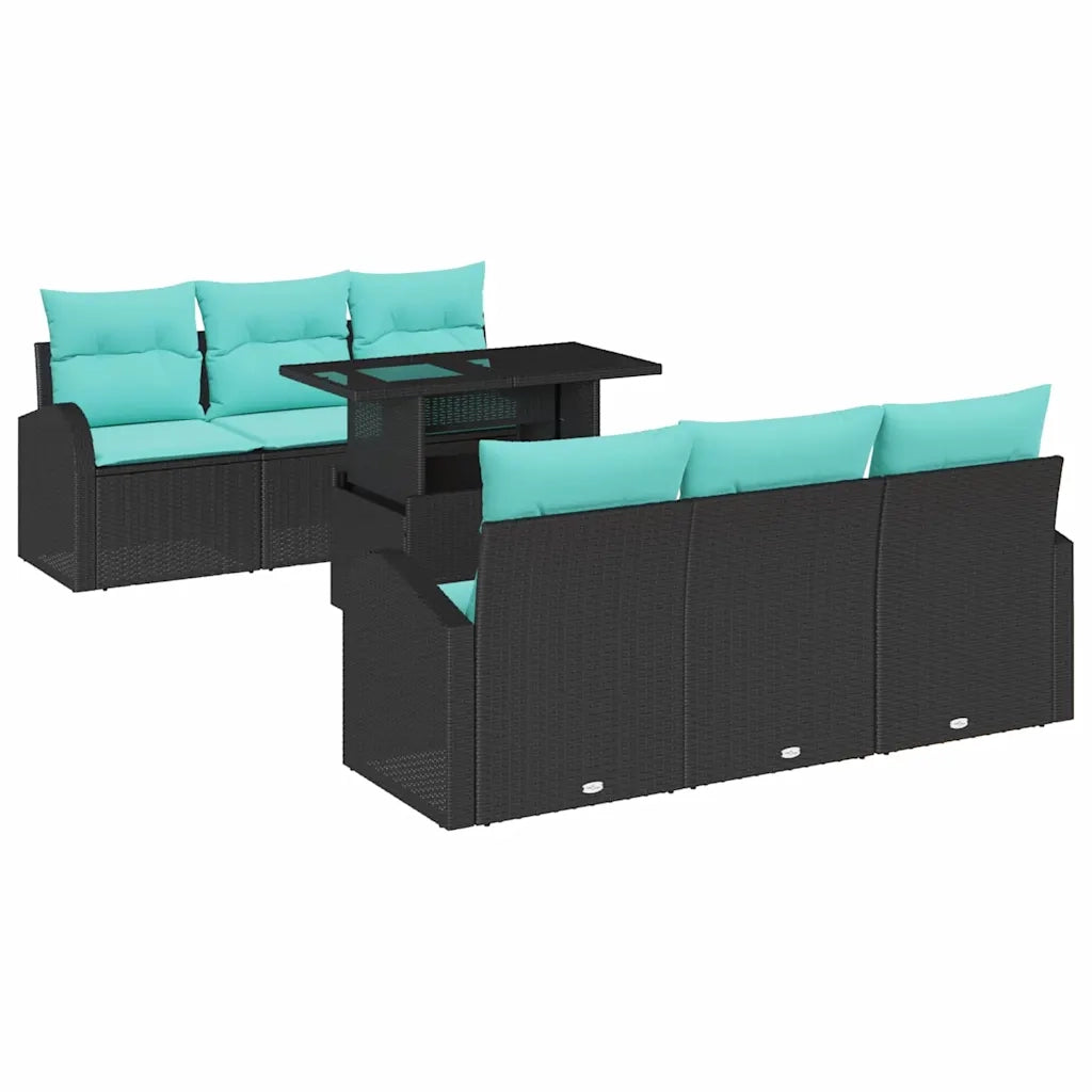 Set Divano da Giardino 7 pcs Nero Rattan in Polipropilene 3357309