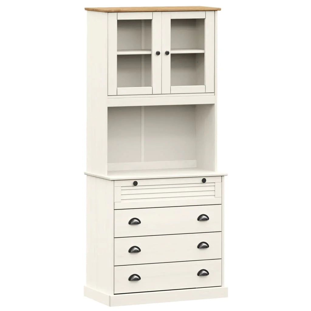 Buffet credenza cassettiera armadio mobile contenitore organizer cucina soggiorno salotto alto 80 x 40 x 176 cm legno massello di pino bianco 02_0035662