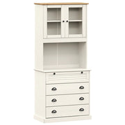 Buffet credenza cassettiera armadio mobile contenitore organizer cucina soggiorno salotto alto 80 x 40 x 176 cm legno massello di pino bianco 02_0035662
