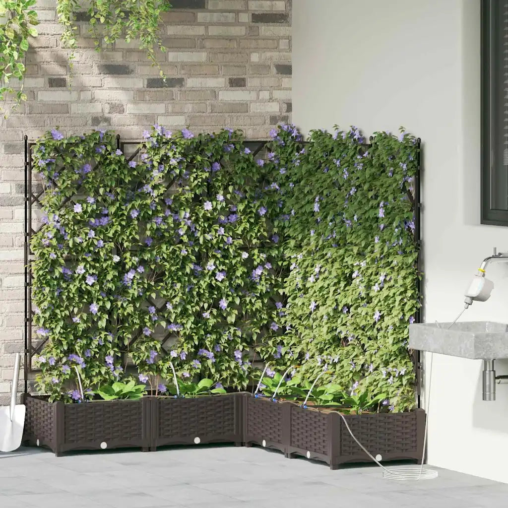 Fioriere | Cassetta per fiori | Vaso da giardino 5 pz Marrone 120 x 120 x 126 cm Plastica