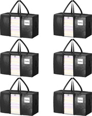 Cassetto di stoccaggio per 6 pezzi, copriporta di stoccaggio pieghevole con maniglia rinforzata e chiusura a zip, impermeabile, contenitore di stoccaggio della biancheria con finestra trasparente, blu, 150 litri