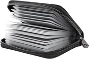 Otturatore per Carte in Pelle PU - Nero - Copritasse in Plastica - Raccoglie fino a 20 Carte - ID - Carta di Credito - Carta di Credito Bancaria