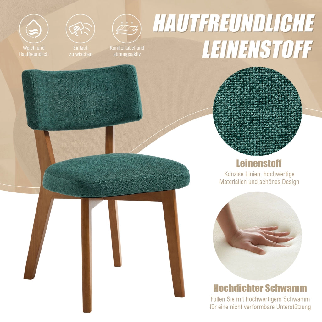 Sedia da pranzo imbottita ergonomica con schienale e gambe in legno facile da pulire per casa e ufficio verde
