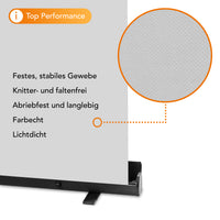 Fondale fotografico roll-up grigio 165x220, sfondo portatile con scatola di trasporto per fotoshooting, sistema autoportante, telo ingualcibile per studio fotografico