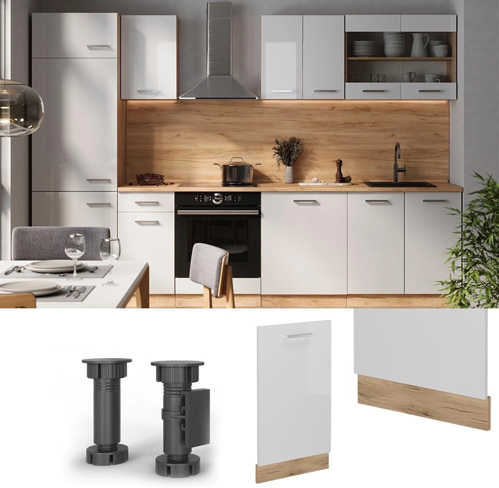 Mobile angolare da cucina R-Line, Calcestruzzo nero, 57 cm, per la libera combinazione all'interno di sistemi cucina modulari