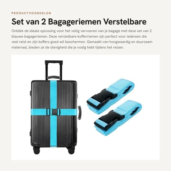 Set di cinture per valigia rigide da 2 - Cinture per valigia adattabili - Resistenti all'acqua - Alta densità - Adatti per bagagli da trasporto aereo