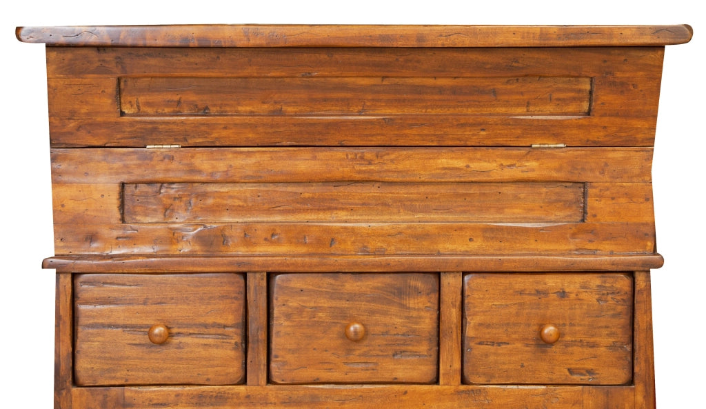 Biscottini Madia in legno massello di tiglio finitura noce L81xPR45xH92 cm. Made in Italy