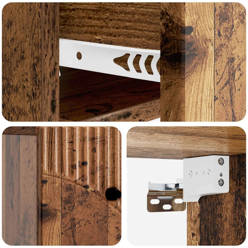Mobiletto da notte a muro 2 pcs Legno antico 34,5 x 33 x 20 cm 898952