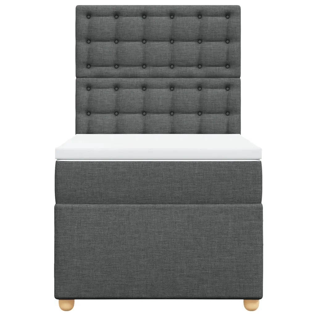 Giroletto a Molle con Materasso Grigio Scuro 100x200 cm Tessuto