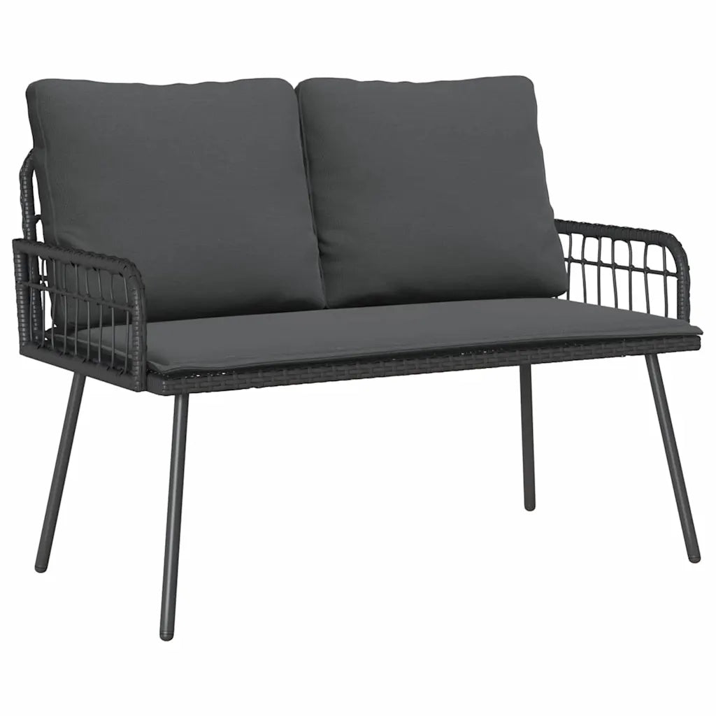 Set da Pranzo per Giardino con cuscino 2 pcs Nero polyrattan 3328646