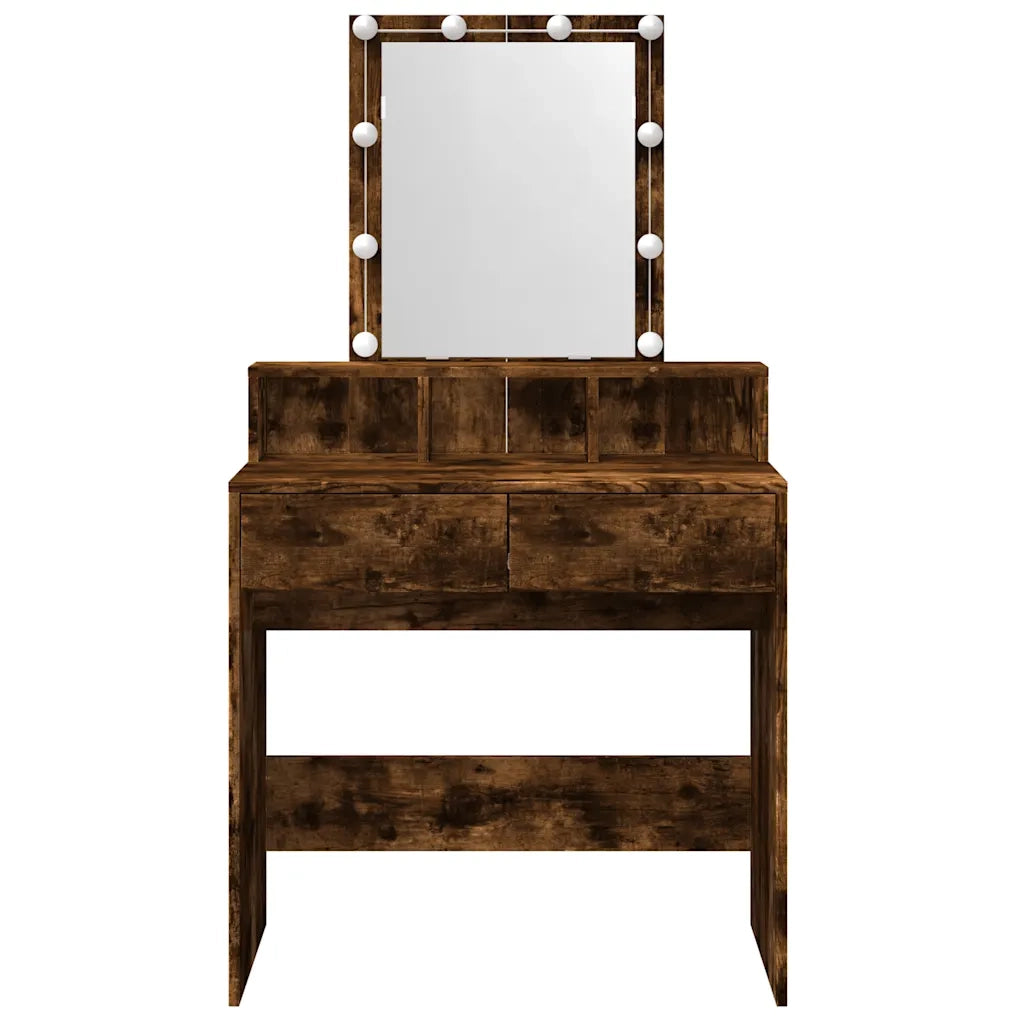Toeletta | Tavolo da Trucco con LED Rovere Fumo 80x41x144,5 cm