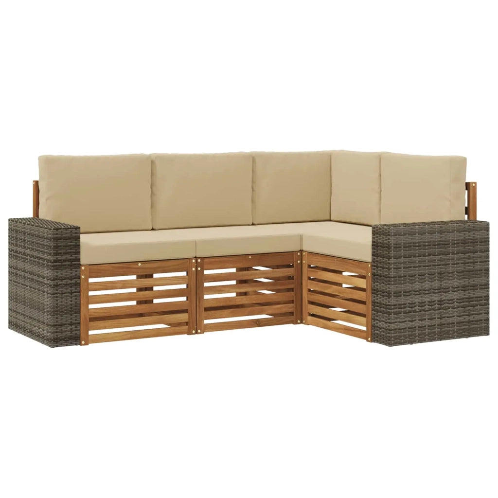 Set divani con cuscino 4 pcs Legno di Acacia Massello 3384309