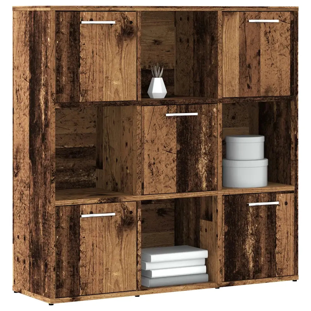 Libreria-Scaffale per Libri-Mobile di Stoccaggio Legno Antico 90x28x90 cm in Legno Multistrato