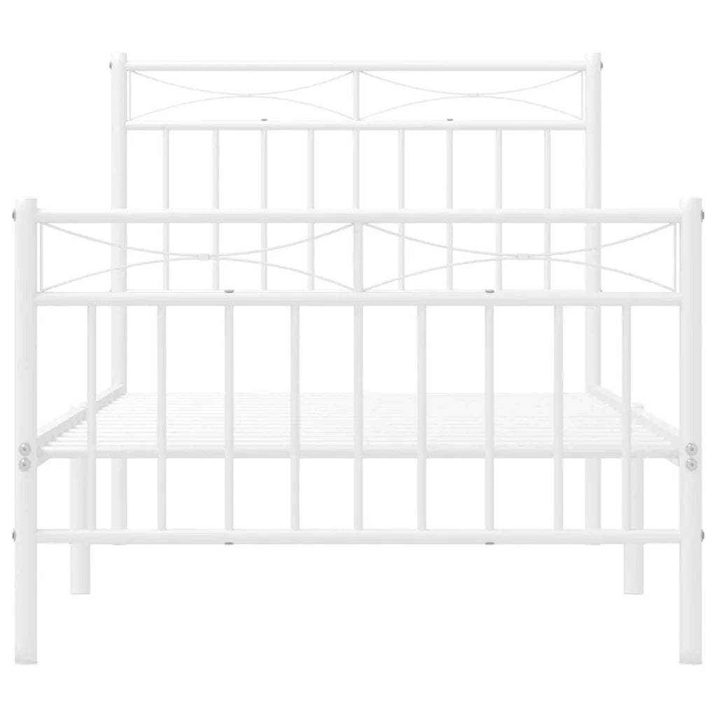 Giroletto con Testiera e Pediera Metallo Bianco 90x190 cm 373750