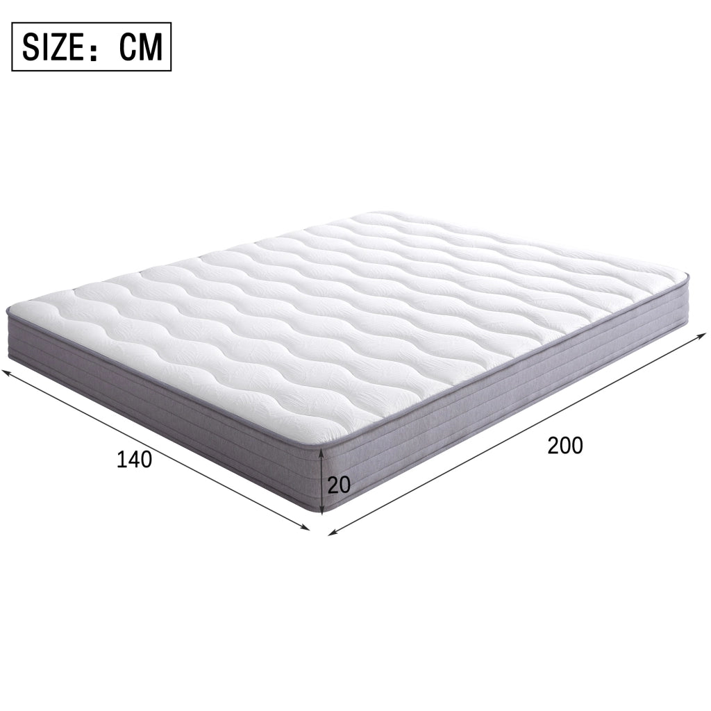 Materasso Matrimoniale a Molle 140x200 cm H3 Spessore 20 cm con Supporto Ergonomico e Struttura Arrotolata Bianco