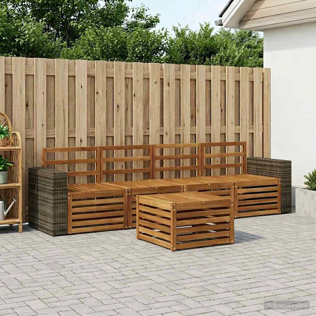 Set di divani da esterno 5 pz Naturale Legno di Acacia Massello 3384005