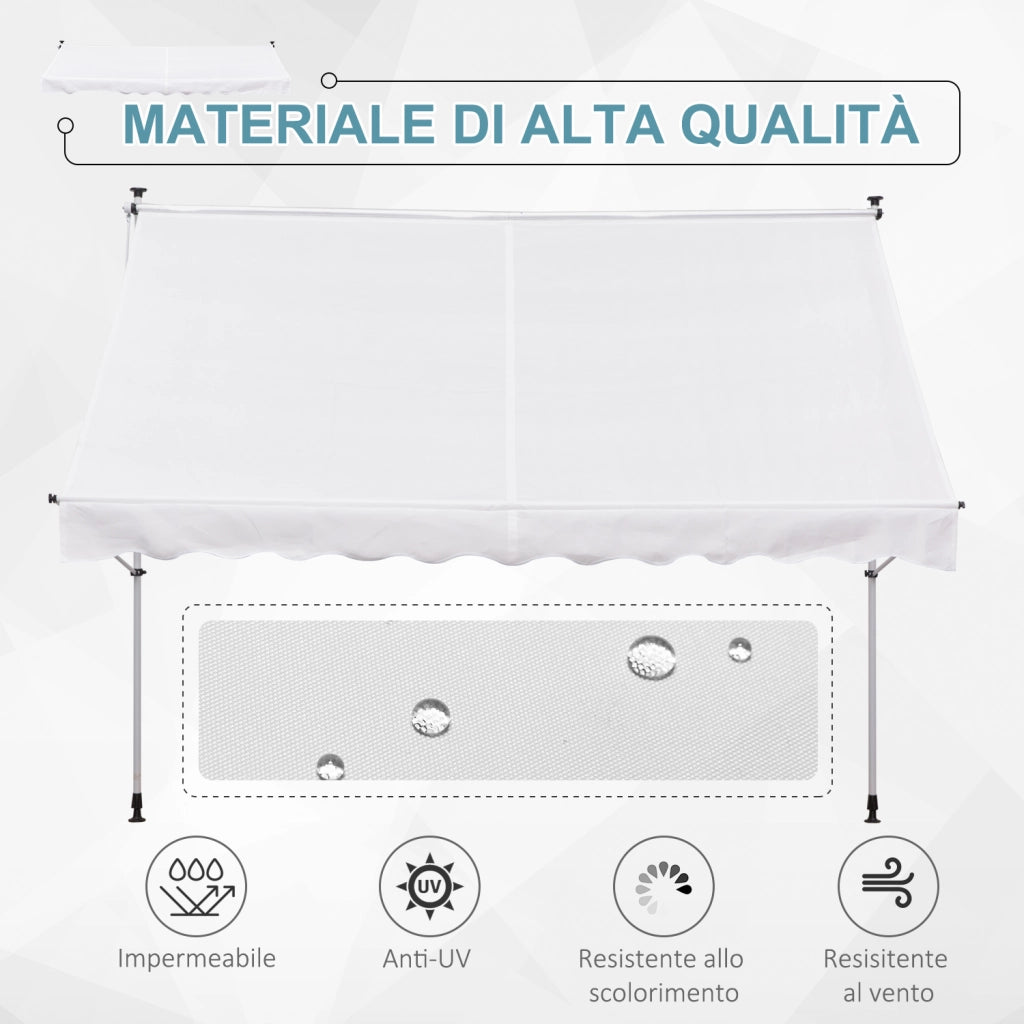 Tenda da Sole a Bracci 3x1.5m con Manovella e Struttura Telescopica, Bianco
