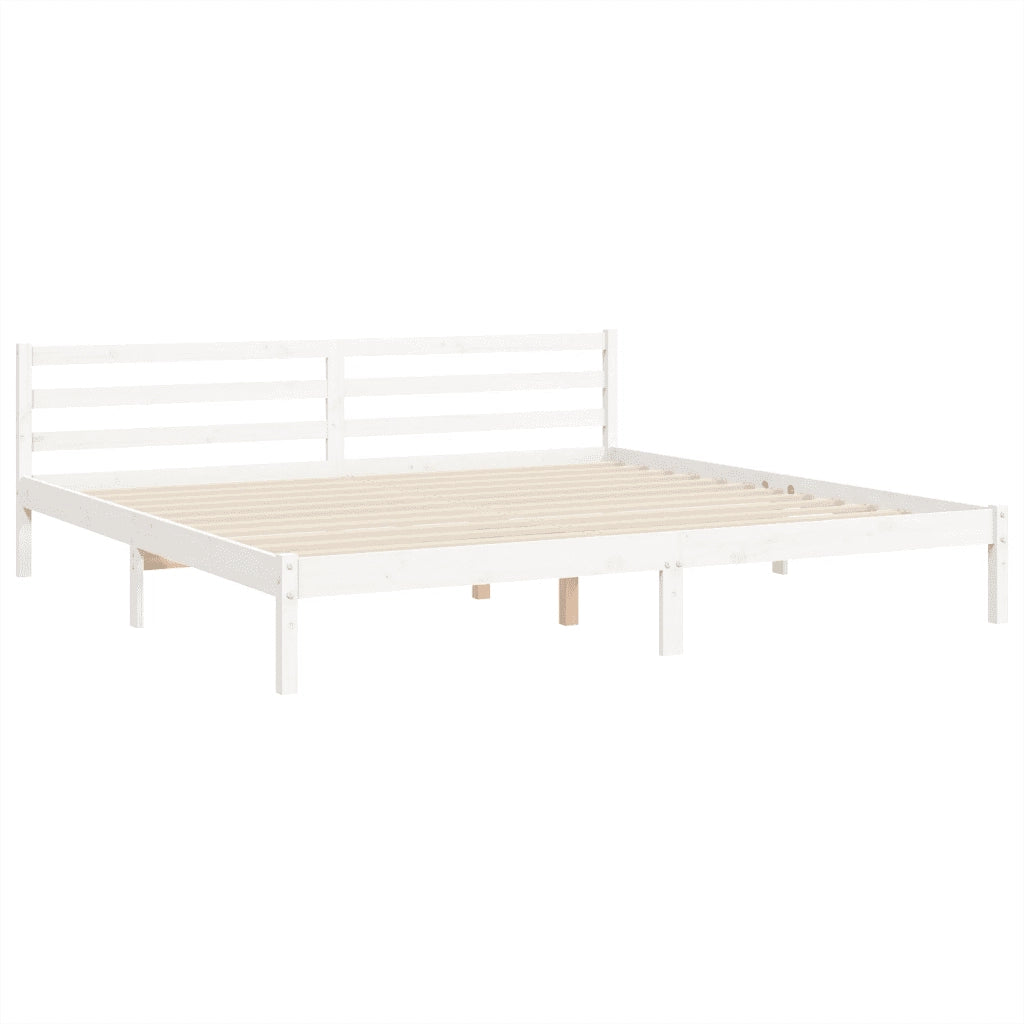 Giroletto con Testiera-Struttura Letto con testiera Bianco 200x200 cm in Legno Massello 341177