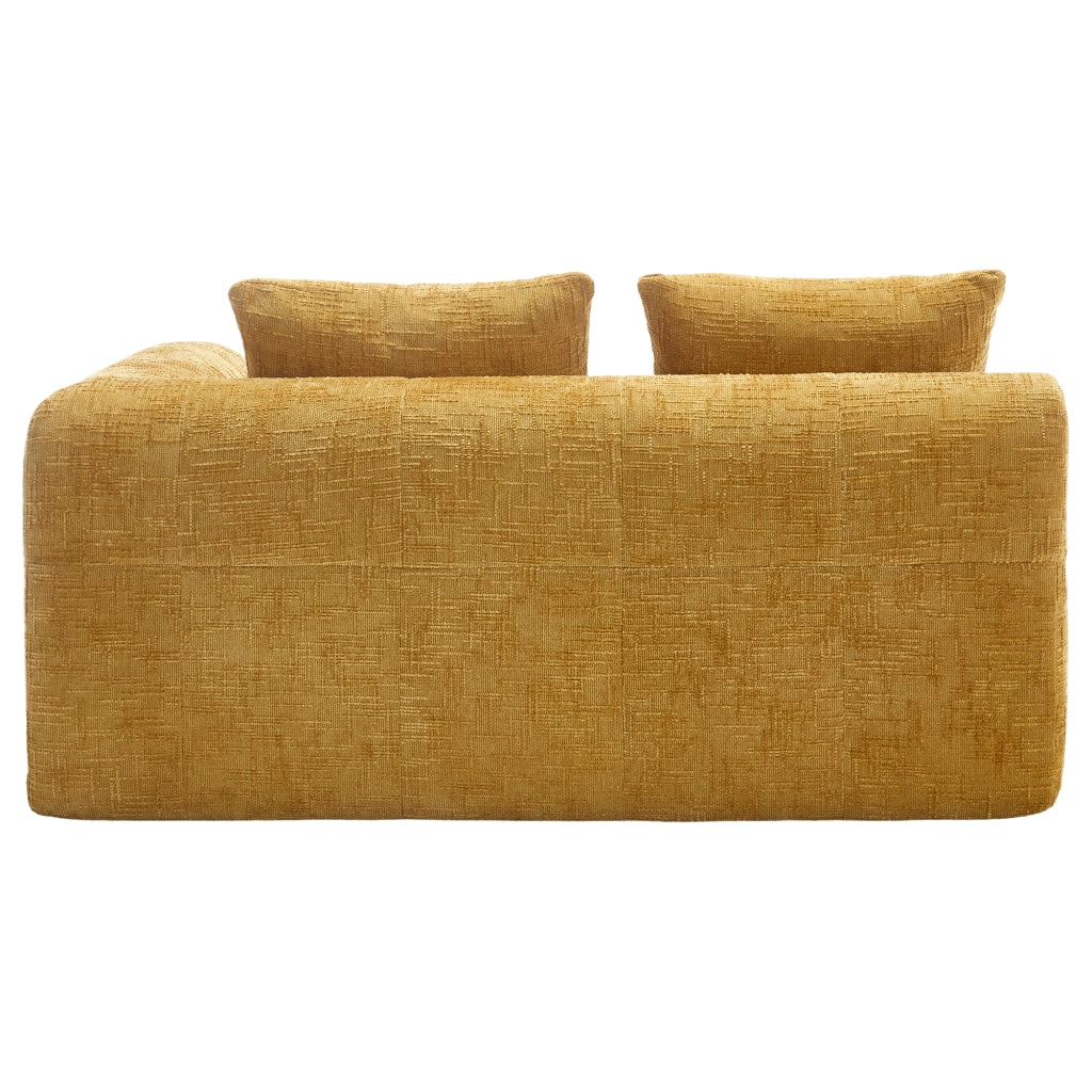Méridienne 2 Posti con Cuscino e Tasche Laterali, Design Ergonomico in Ciniglia Gialla 158 × 90 × 60 cm
