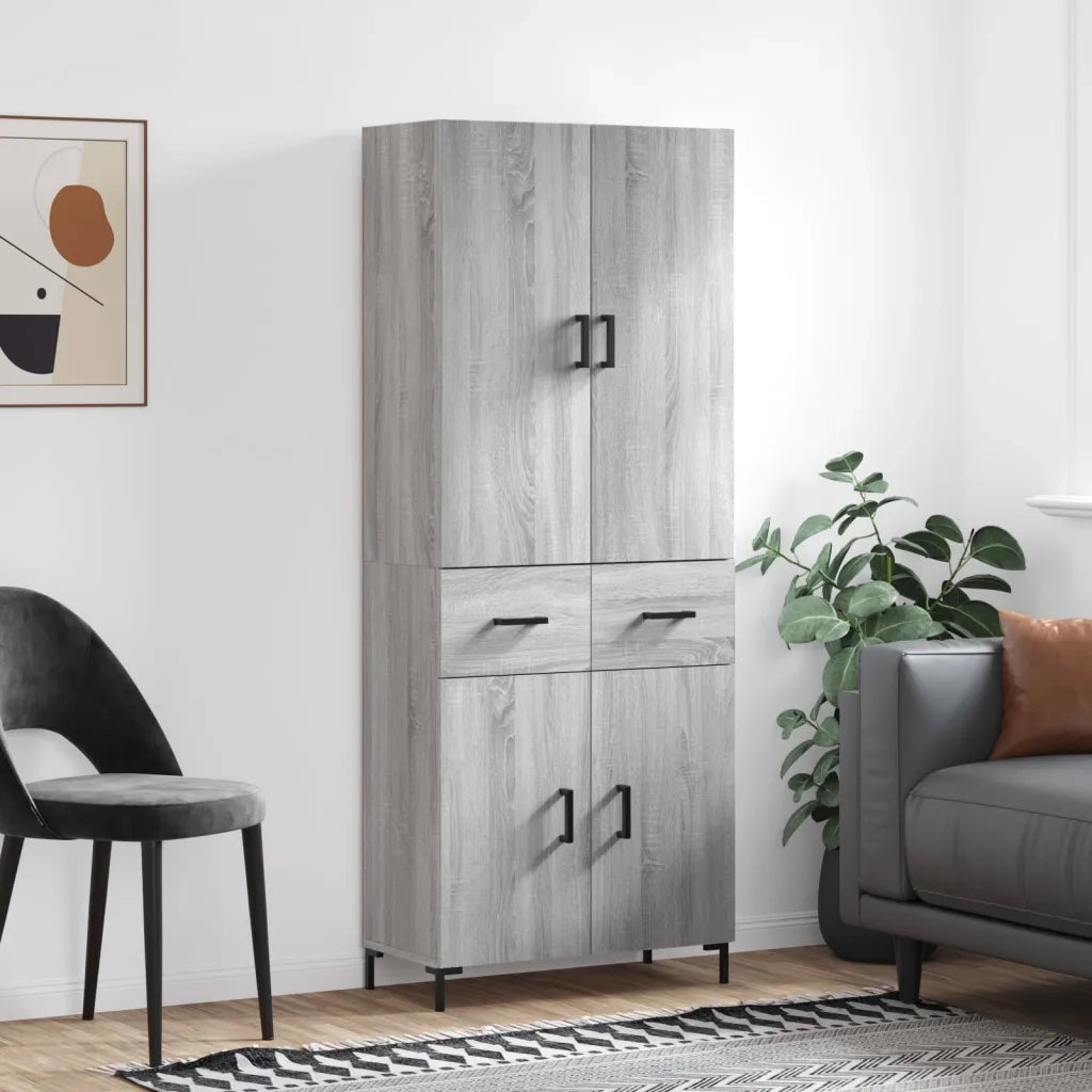 Credenza-Buffet-Armadio da cucina Grigio Sonoma 69,5x34x180 cm in Legno Multistrato 339380
