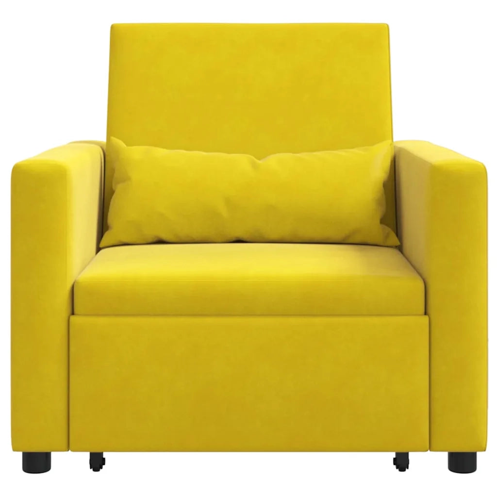 vidaXL Divano Letto Singolo Giallo 90 x 165 x 87 cm Velluto