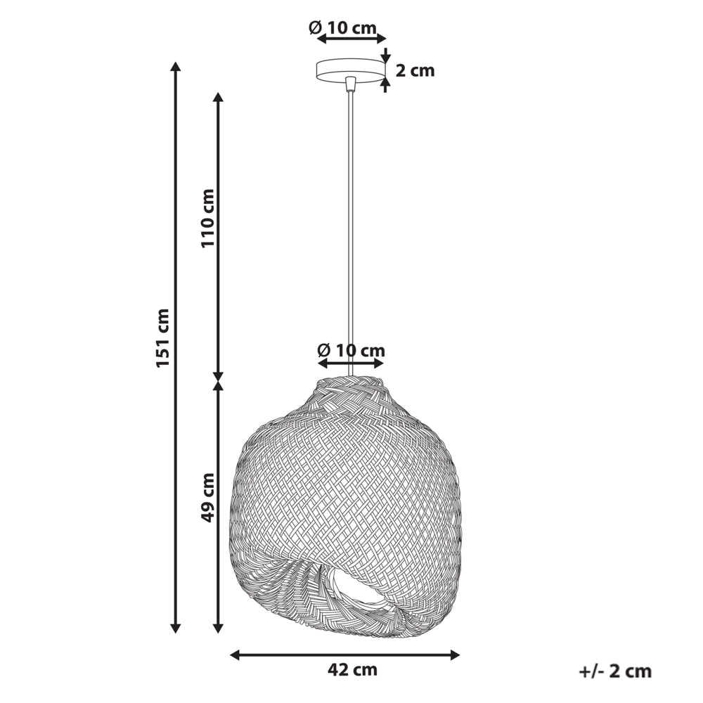 Lampada a sospensione con paralume in bambù naturale Forma irregolare moderna intrecciata Illuminazione del soggiorno e della sala da pranzo