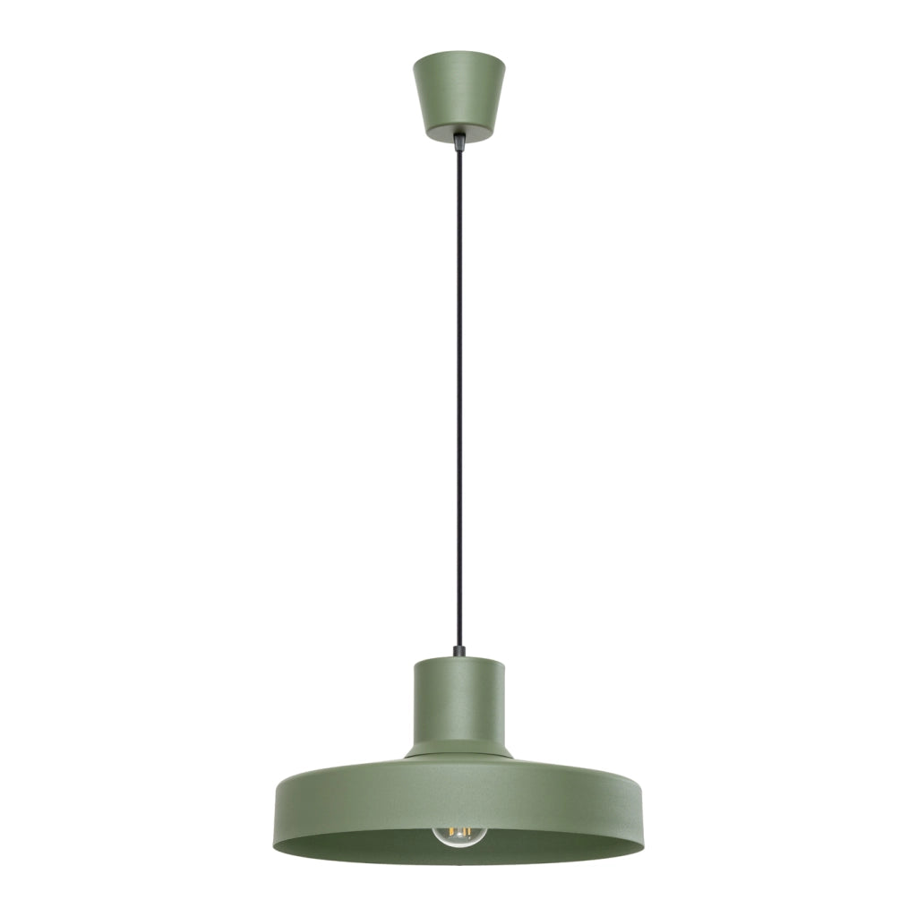 Lampada a sospensione BILO in acciaio verde oliva, lampadina E27, moderna, rotonda, 35 cm