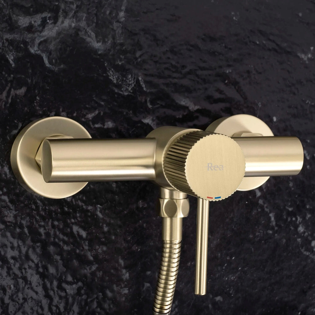 Rubinetto Doccia Rea Lungo Stripe Brush Gold