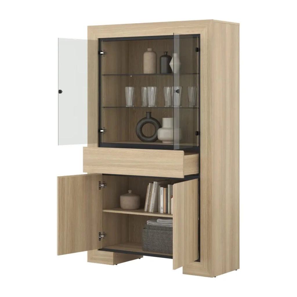 Vetrina ampia collezione COPA – 4 porte e 1 cassetto – Rovere elegante – Senza illuminazione LED
