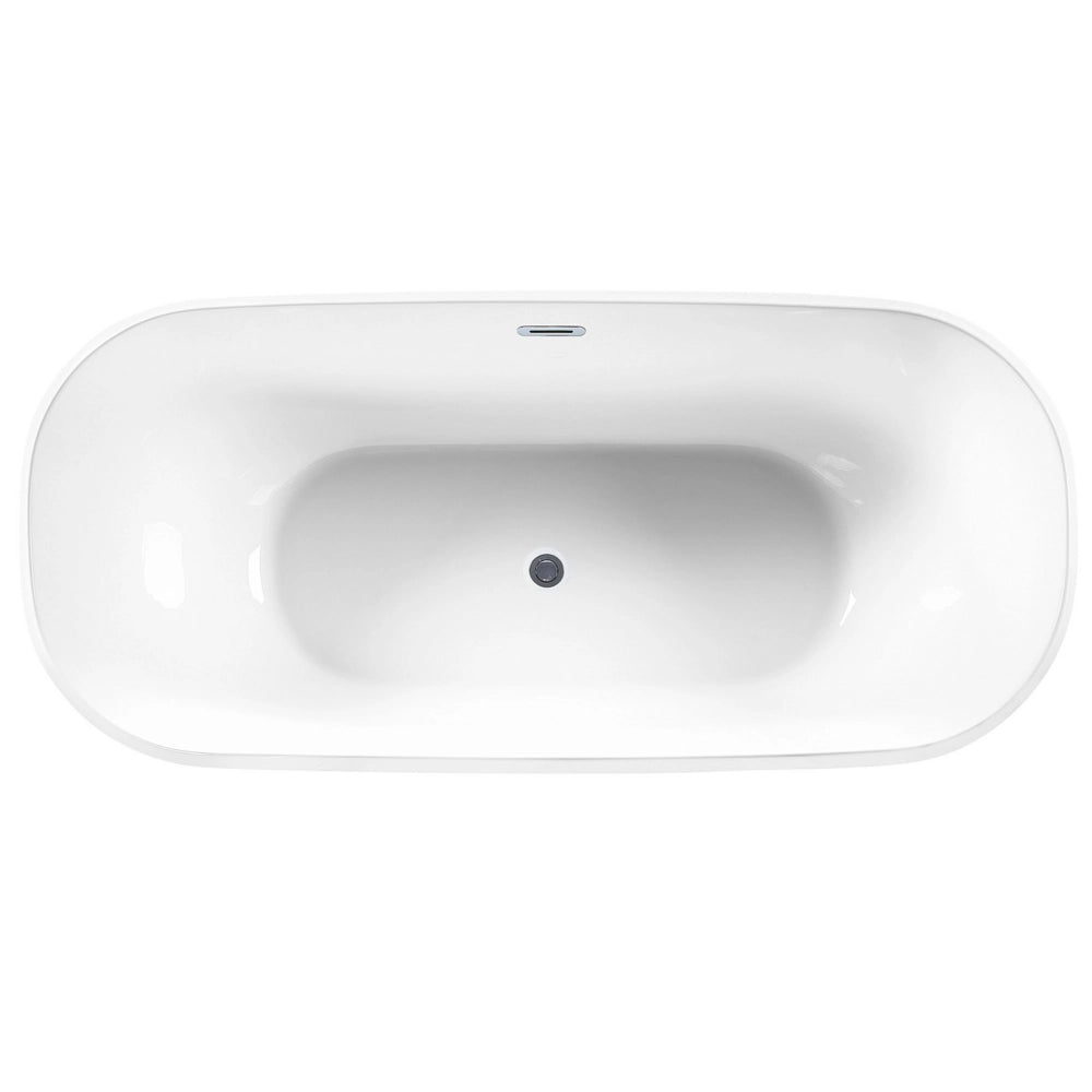 Vasca da bagno freestanding nera sanitaria ovale in acrilico singolo 170 x 77 cm dal design moderno