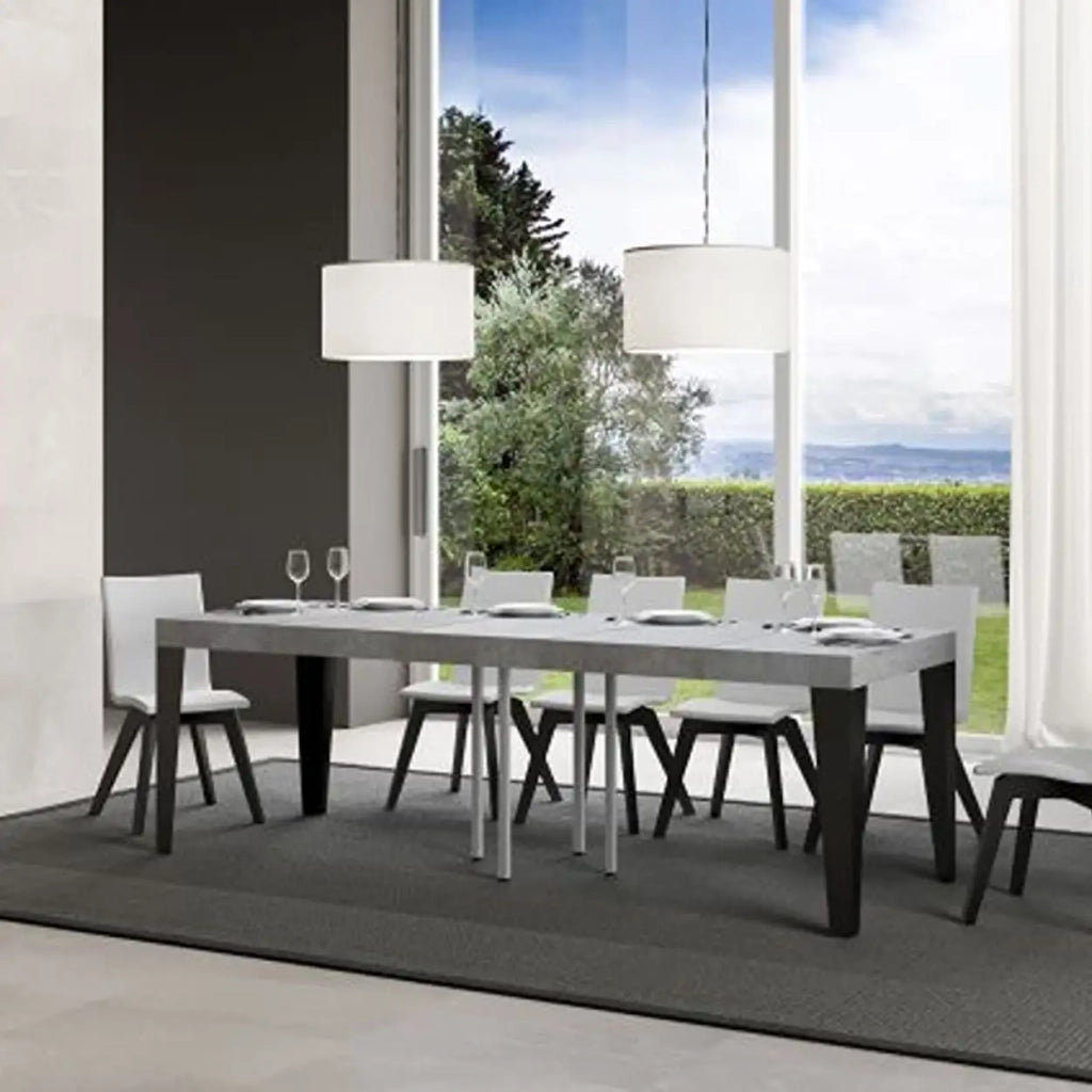 Tavolo allungabile 200/460x90 cm Flame colore cemento gambe antracite