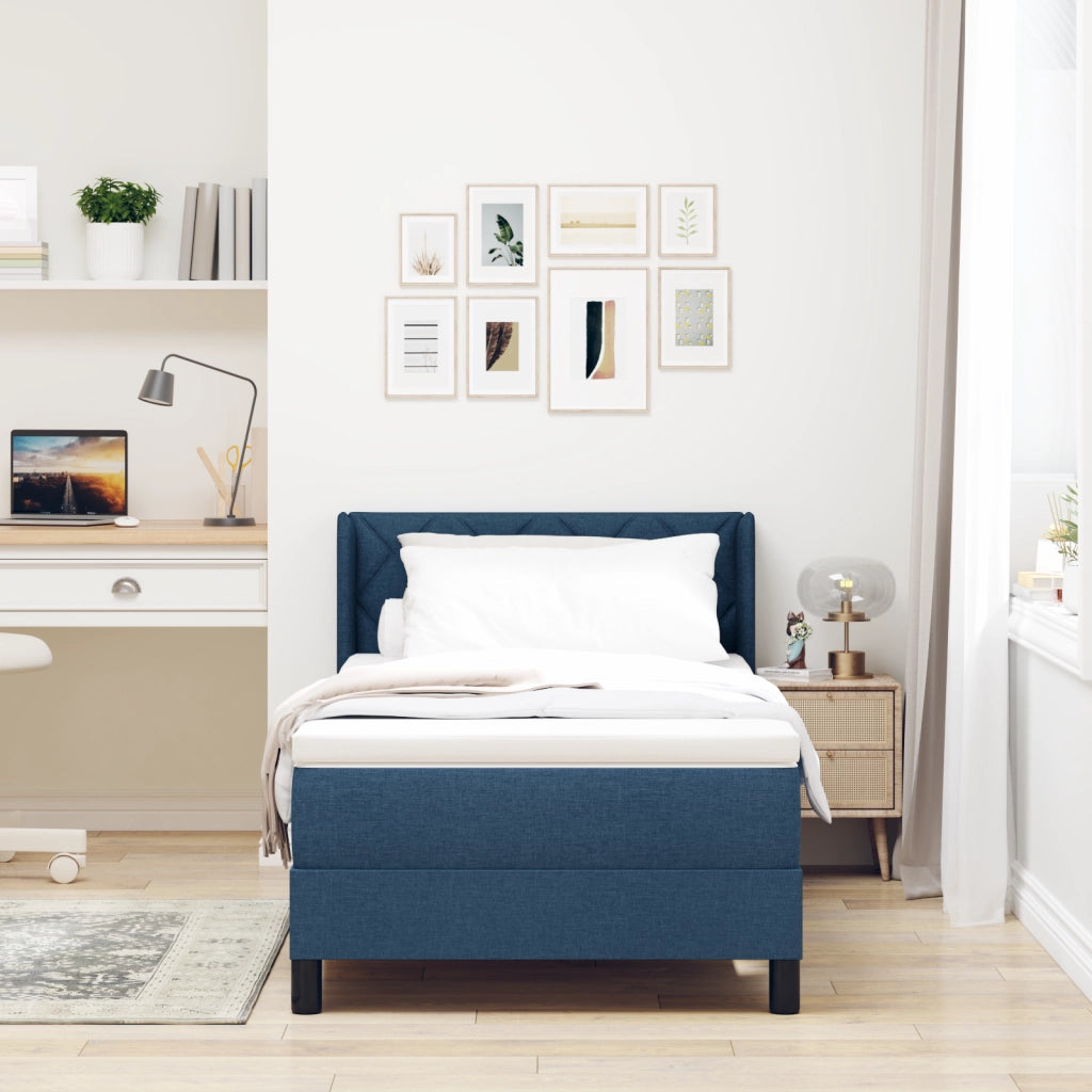 letto a molle con materasso blu 90x190 cm in tessuto
