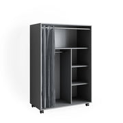 Vicco Armadio multifunzione Grigio 100 x 146.6 cm aperto, su rotelle