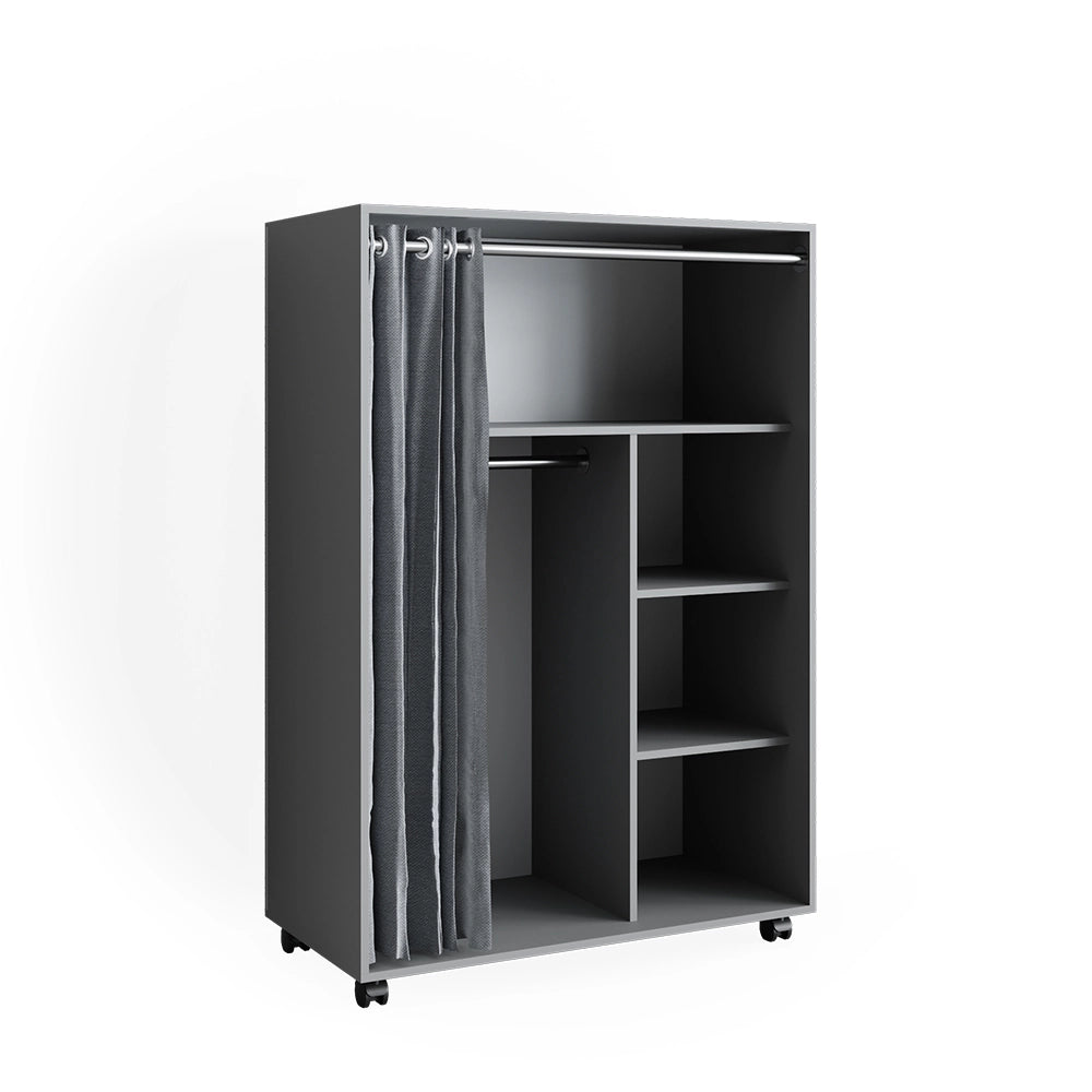 Vicco Armadio multifunzione Grigio 100 x 146.6 cm aperto, su rotelle